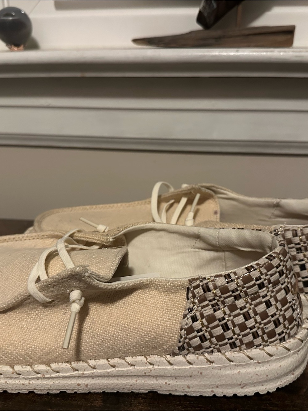 Hey Dude Beige Woven Accent Canvas Slip-Ons